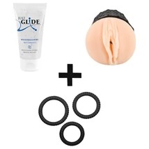 Ručný štartovací set (masturbátor, lubrikant, krúžok na penis)